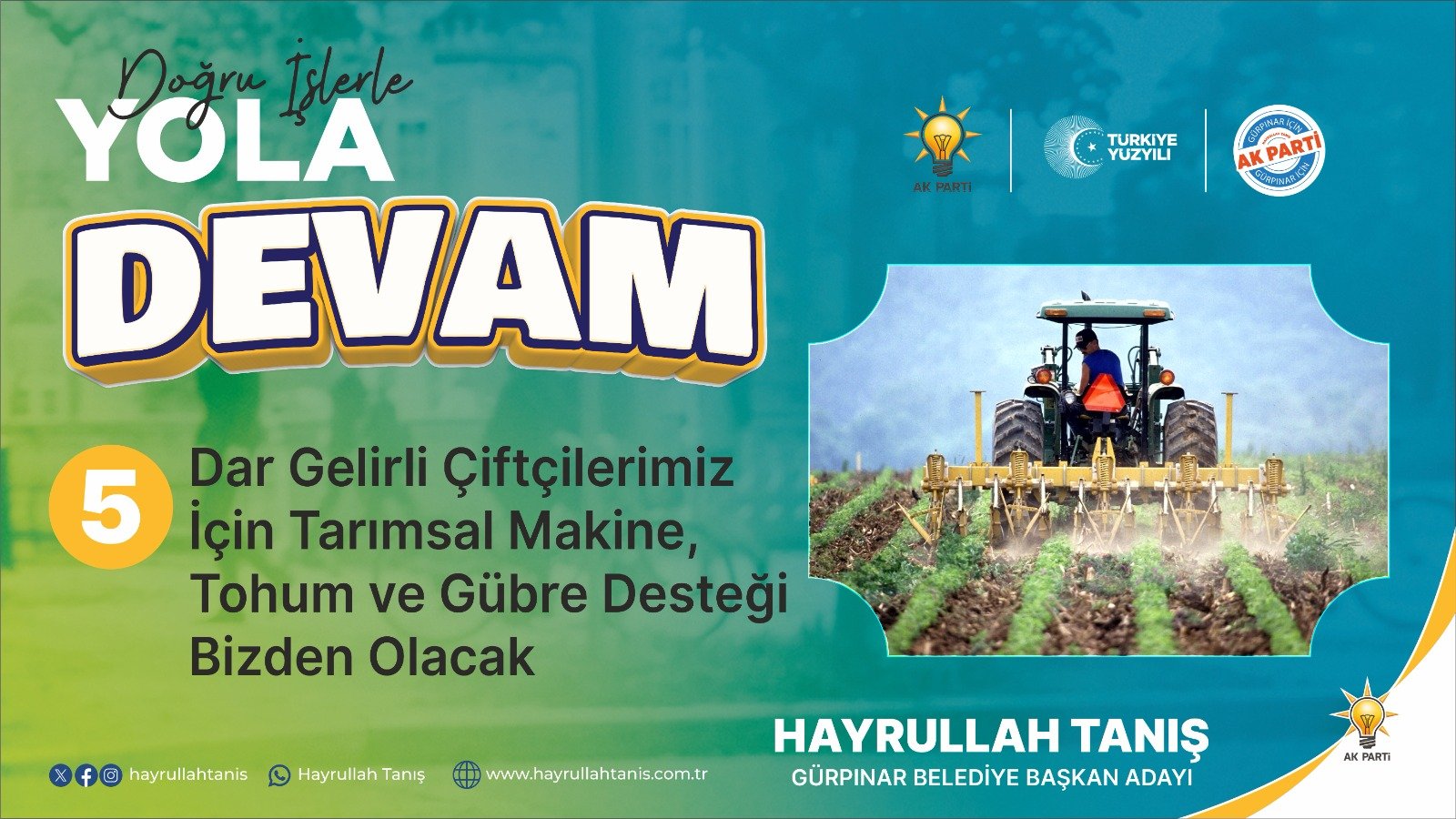DAR GELİRLİ ÇİFTÇİLERİMİZ İÇİN TARIMSAL MAKİNA, TOHUM VE GÜBRE DESTEĞİ BİZDEN OLACAK