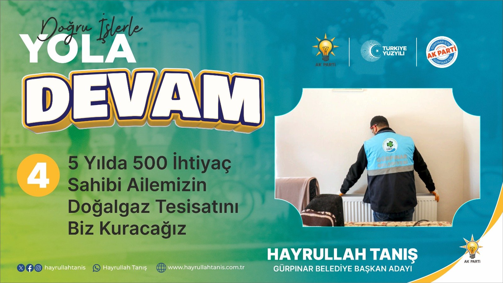 5 YILDA 500 İHTİYAÇ SAHİBİ AİLEMİZİN DOĞALGAZ TESİSATINI BİZ KURACAĞIZ